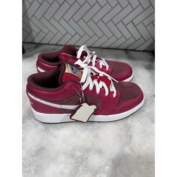 Nike Air Jordan 1 Low GS PB&J Peanut Butter Jelly HF3202-200 5Y Burgundy White - Picture 1 of 15